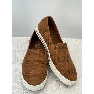 Lauren Ralph Lauren Jinny 8.5B Caramel/Tan Textured Slip-On Sneakers Women's Cas